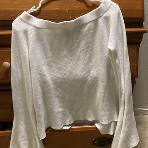 Olivaceous long flare sleeve top